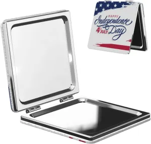 USA Flag 4th July Independence Day Women Small Pocket Mirror Travel Cosmetic Mirror Folding Handheld Makeup Mirror