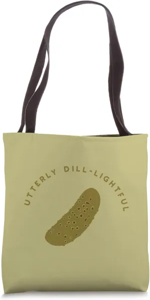 Utterly Dill-Lightful Retro Style Pickle Graphic Tote Bag