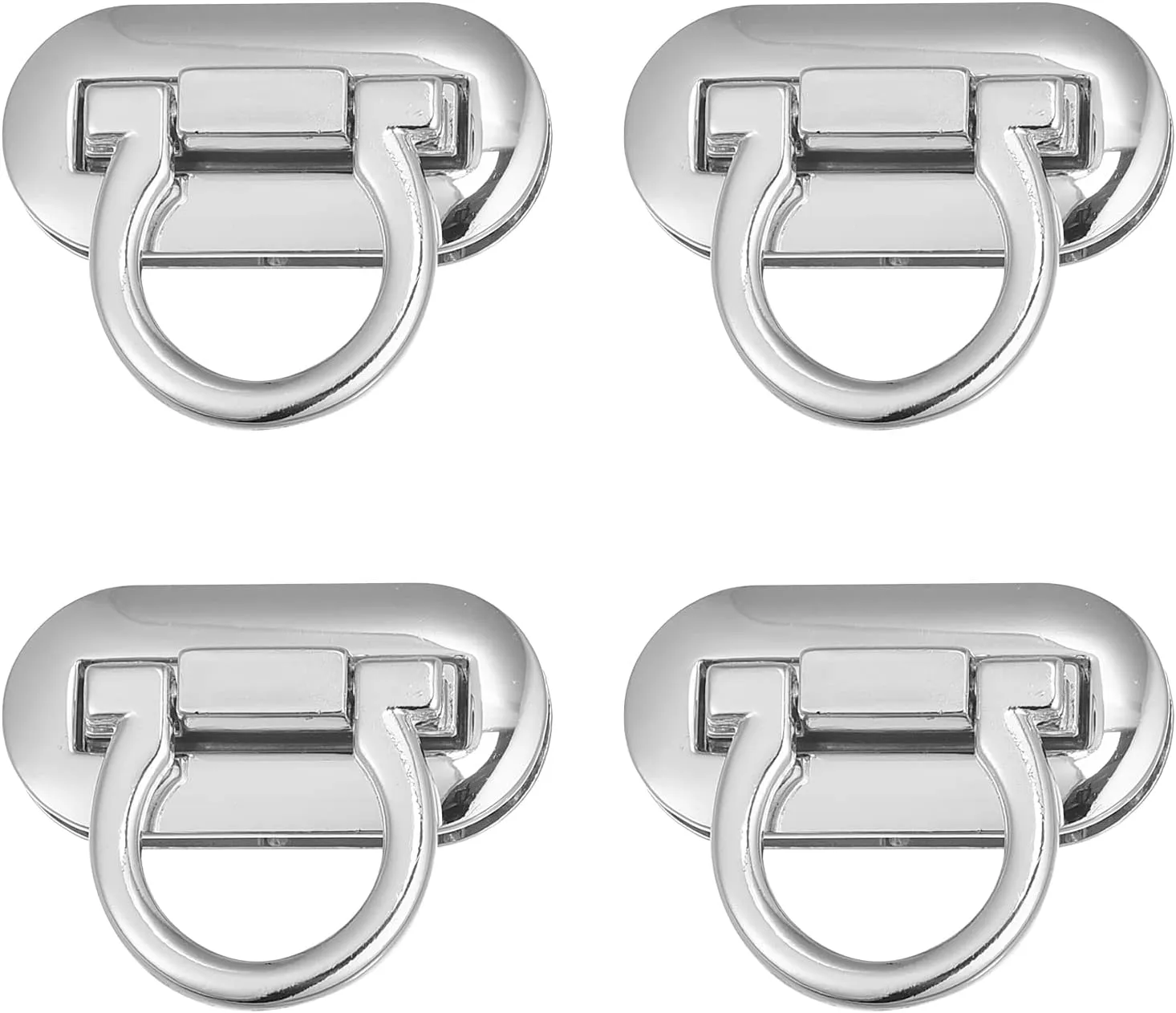 uxcell Turn Lock Clasp, 42mm x 20mm Alloy Purse Closure Twist Buckle for DIY Handbag Wallet Crafts Making 4Pcs(Silver Tone)