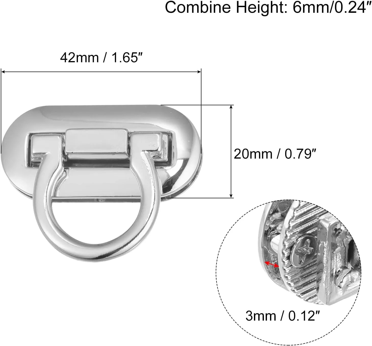 uxcell Turn Lock Clasp, 42mm x 20mm Alloy Purse Closure Twist Buckle for DIY Handbag Wallet Crafts Making 4Pcs(Silver Tone)