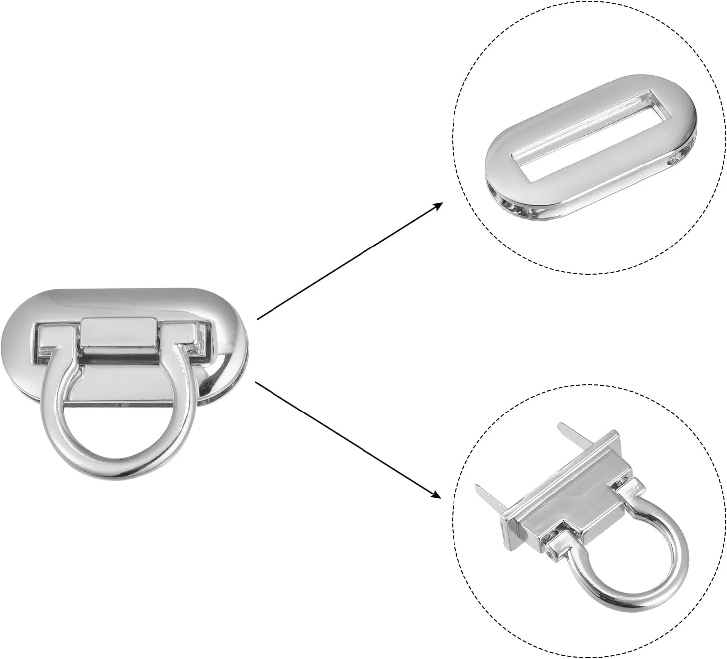 uxcell Turn Lock Clasp, 42mm x 20mm Alloy Purse Closure Twist Buckle for DIY Handbag Wallet Crafts Making 4Pcs(Silver Tone)