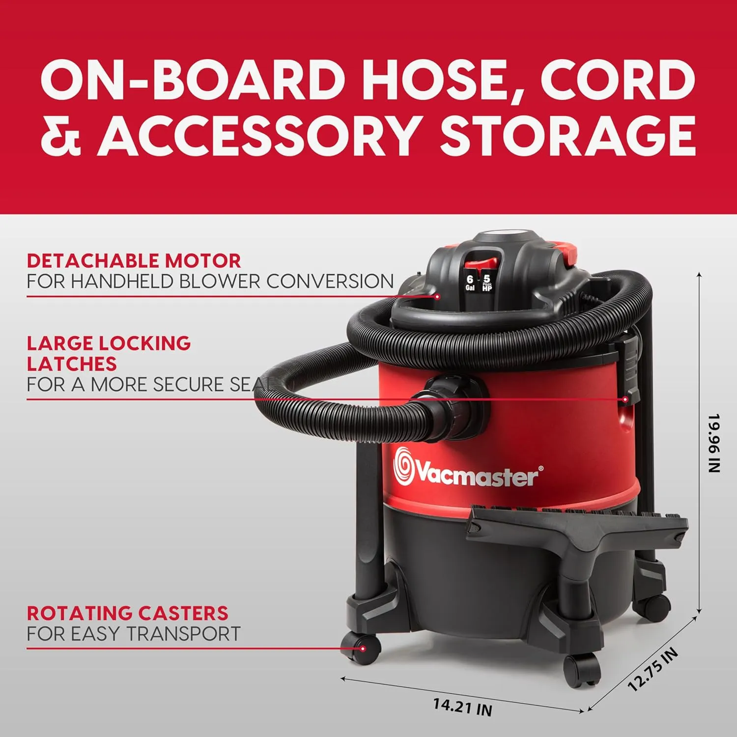 Vacmaster 6-Gallon* Wet/Dry Vacuum with Detachable Blower – VBVB611PF 1101