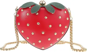 VALICLUD Girls Strawberry Purse Coin Purse Strawberry Cross Body Chain Bag Cute Handbag Shoulder Bag Wallet for Women Girls