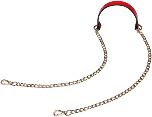 VanEnjoy 12MM Replacement Chain & Genuine Leather Shoulder Crossbody Straps for Handbags Purse Bags (Black) (Red)