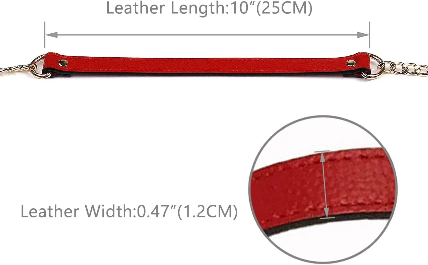 VanEnjoy 12MM Replacement Chain & Genuine Leather Shoulder Crossbody Straps for Handbags Purse Bags (Black) (Red)