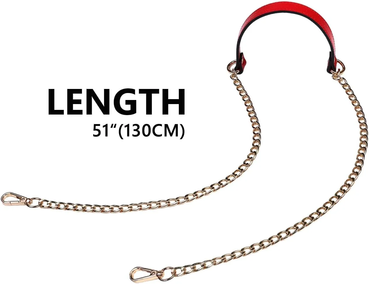 VanEnjoy 12MM Replacement Chain & Genuine Leather Shoulder Crossbody Straps for Handbags Purse Bags (Black) (Red)