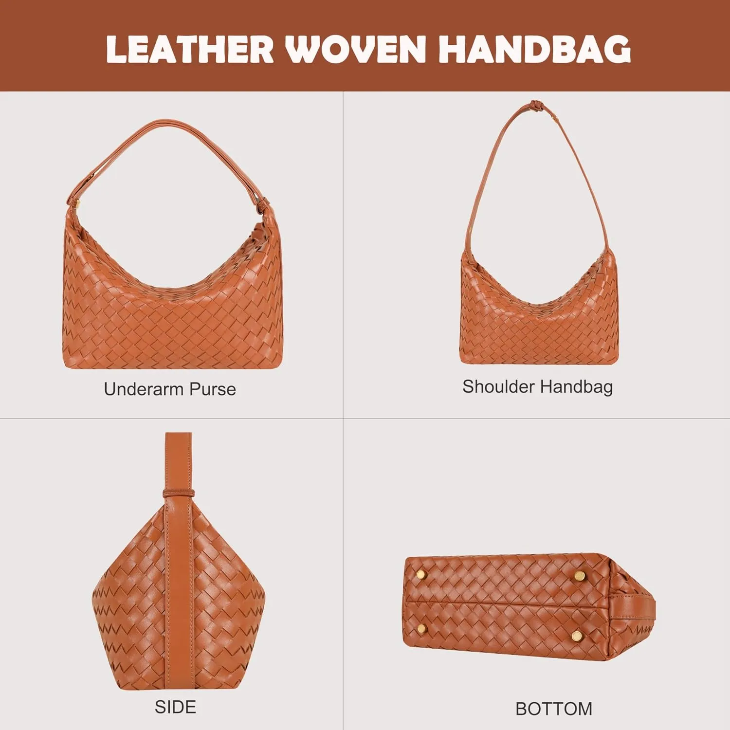 Vegan Leather Woven Tote Handbag, Top-handle Shoulder Bag, Pure Underarm Purse, Clutch, Braided