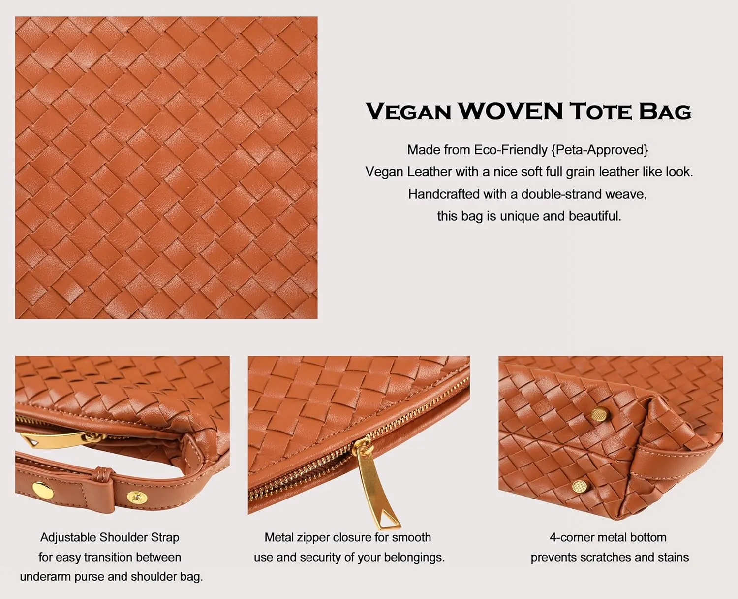 Vegan Leather Woven Tote Handbag, Top-handle Shoulder Bag, Pure Underarm Purse, Clutch, Braided