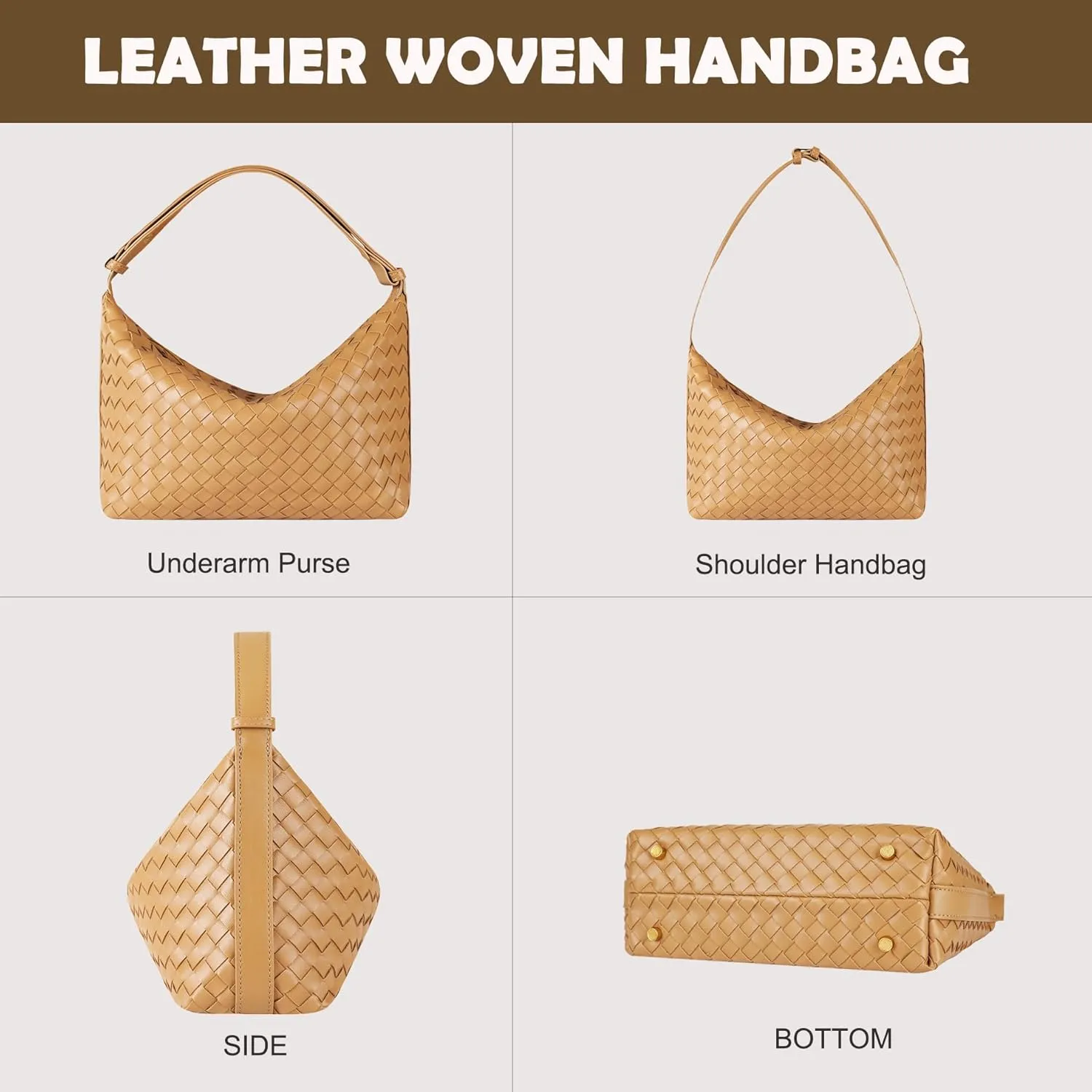 Vegan Leather Woven Tote Handbag, Top-handle Shoulder Bag, Pure Underarm Purse, Clutch, Braided