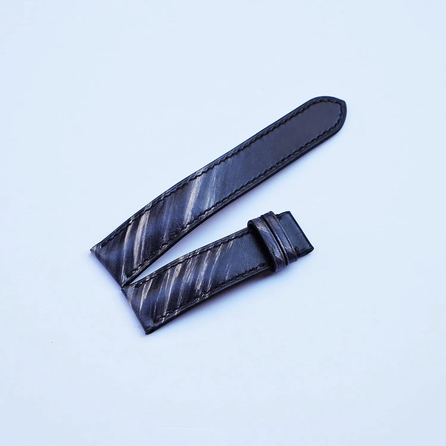 Vegetabele tanned leather watch band Patina style, Full Grain Cow leather watch strap (14mm, Steel Tang Buckle)