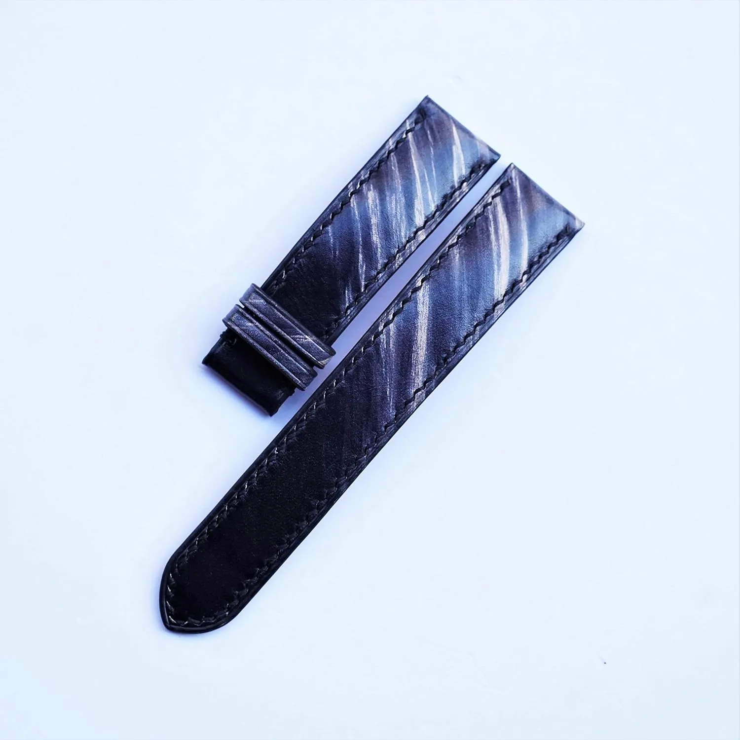 Vegetabele tanned leather watch band Patina style, Full Grain Cow leather watch strap (14mm, Steel Tang Buckle)