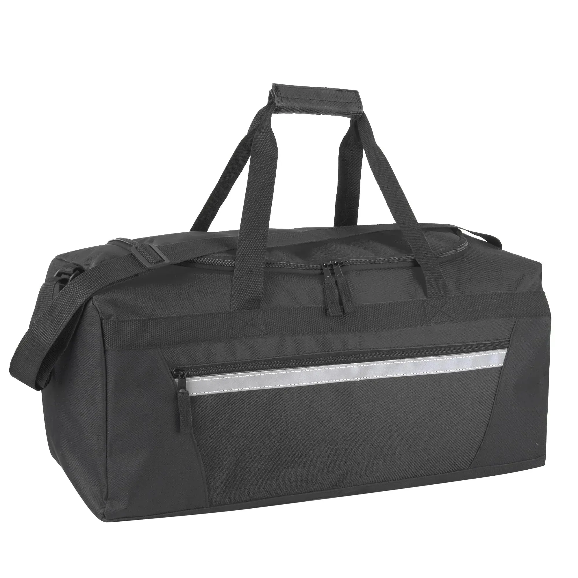 Velcro Handles, Dual Zipper Closure and Luggage Strap for Traveling, Commuting, Sports and Gym Equipment in Black & Silver