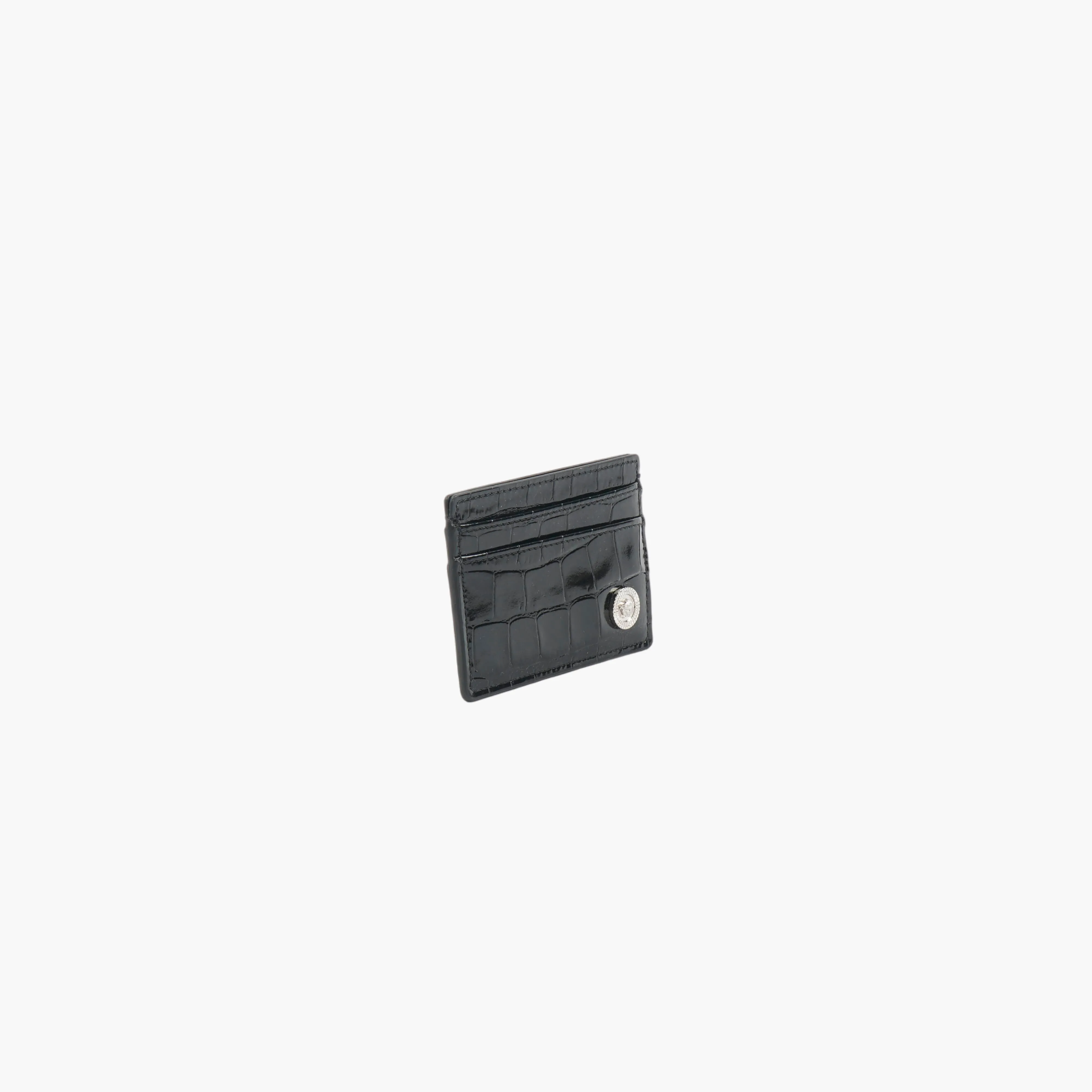 Versace Card Holder in Black-Silver