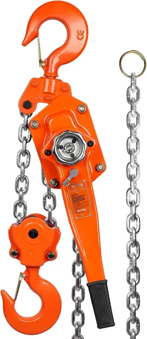 VEVOR Manual Lever Chain Hoist, 6 Ton 13200 lbs Capacity 20 FT Come Along, G80 Galvanized Carbon Steel with Weston Double-Pawl Brake, Auto Chain Leading & 360° Rotation Hook, for Garage Factory Dock
