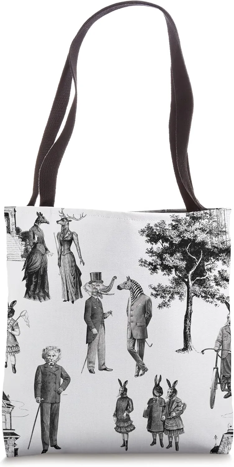 victorian animals toile antique funny Tote Bag