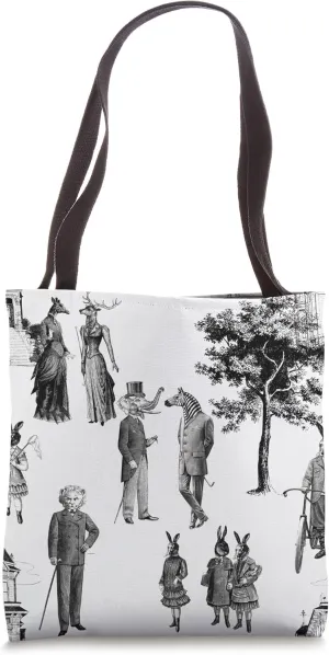 victorian animals toile antique funny Tote Bag