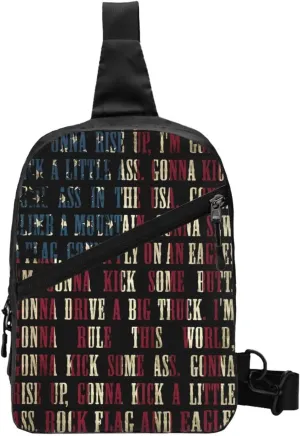 Vintage American Flag Portable Sling Bags Packable Crossbody Bag Foldable Sport Daypack Reusable Shoulder Backpack Diagonally Chest Bag for Workout Travel