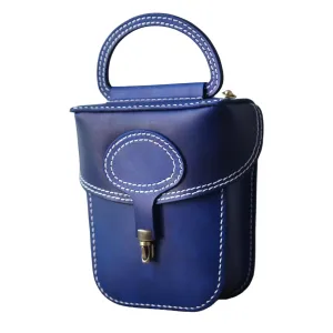 Vintage-Inspired Leather Bag with a Nostalgic Twist - Handcrafted Coal Oil Lamp Purse (blue)