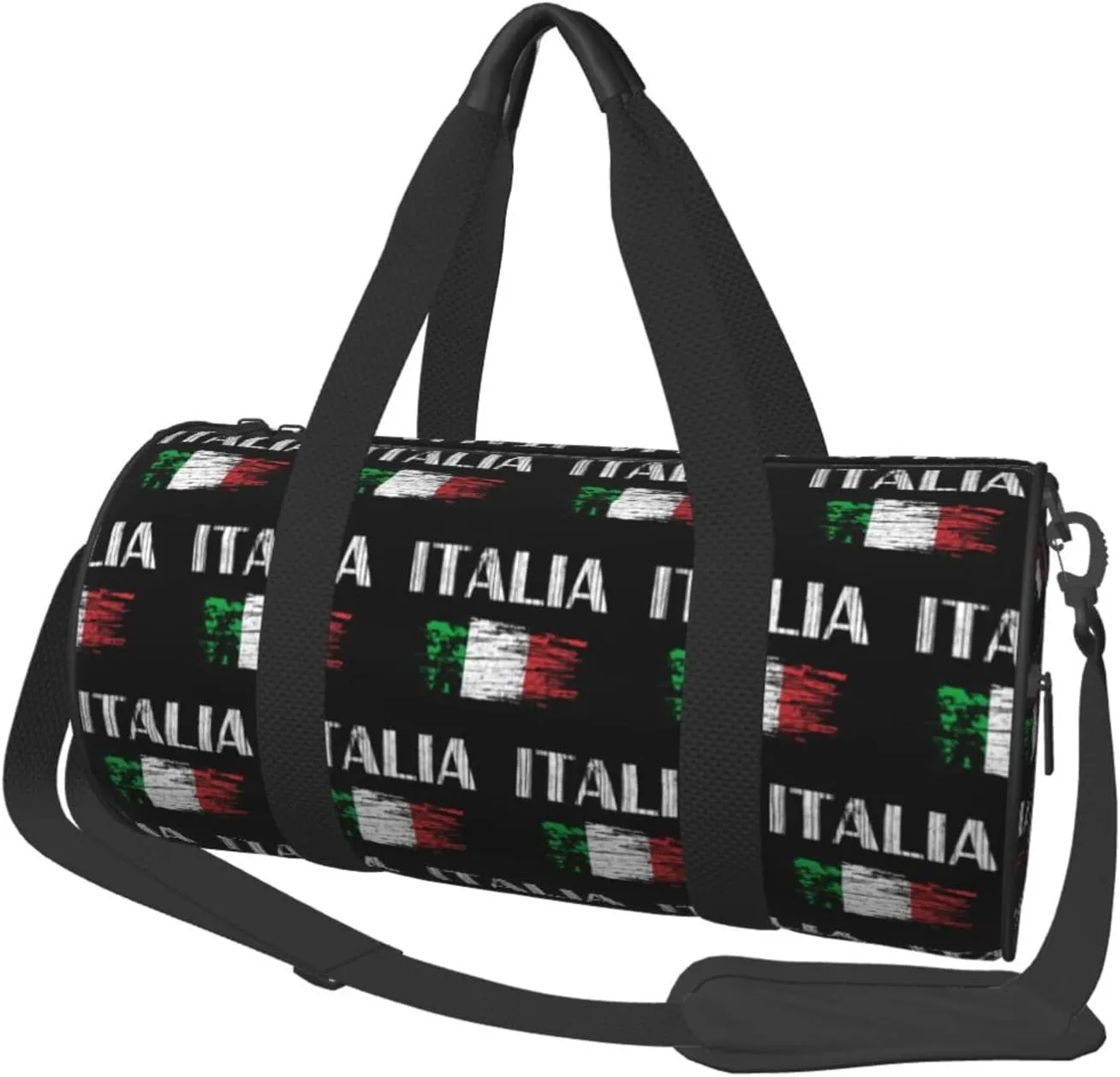 Vintage Italia Italy Italian Flag Round Travel Duffel Bag Large Capacity Gym Sports Bags for Hiking Vacation Trips