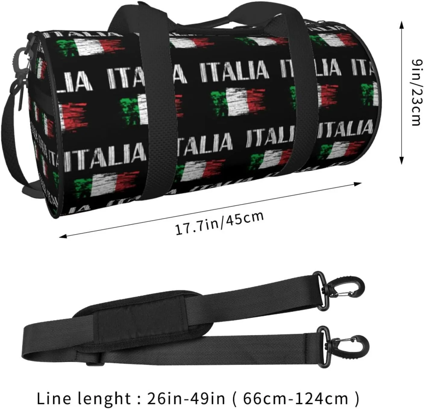 Vintage Italia Italy Italian Flag Round Travel Duffel Bag Large Capacity Gym Sports Bags for Hiking Vacation Trips