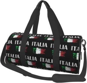 Vintage Italia Italy Italian Flag Round Travel Duffel Bag Large Capacity Gym Sports Bags for Hiking Vacation Trips