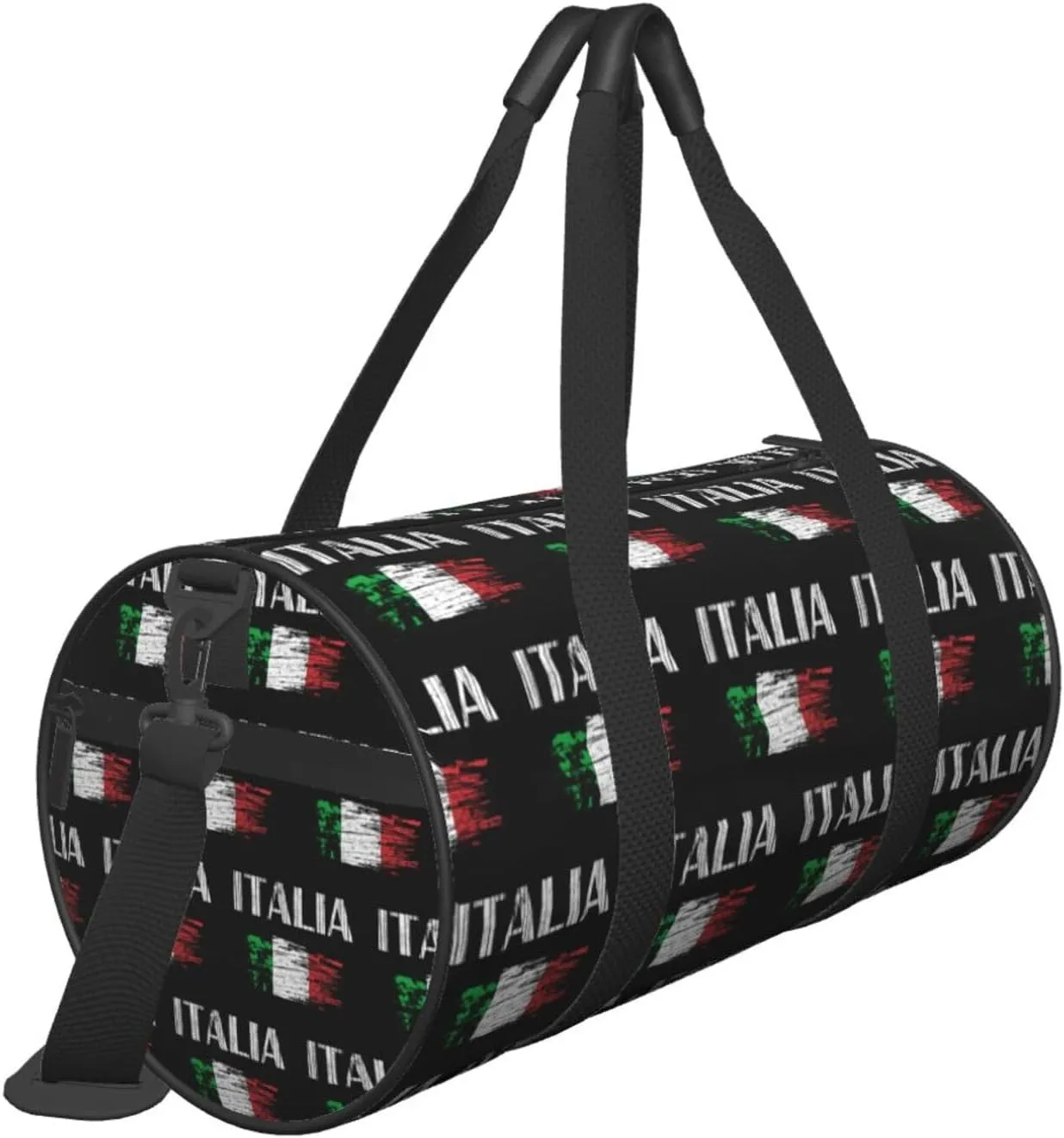 Vintage Italia Italy Italian Flag Round Travel Duffel Bag Large Capacity Gym Sports Bags for Hiking Vacation Trips
