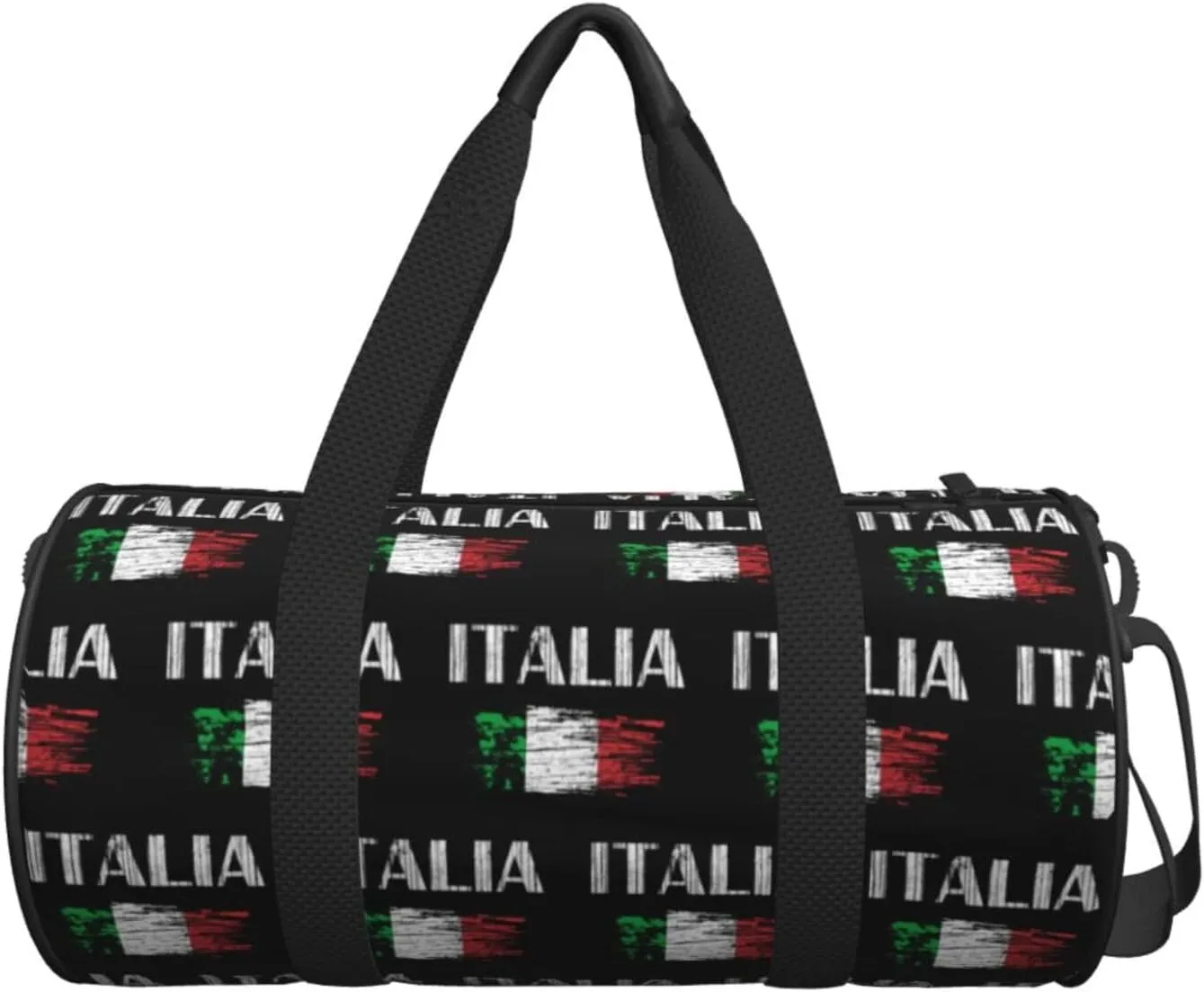 Vintage Italia Italy Italian Flag Round Travel Duffel Bag Large Capacity Gym Sports Bags for Hiking Vacation Trips