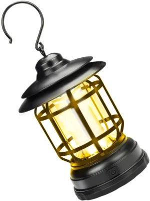 Vintage Portable Camping Lamp with Handle Rechargeable Tent Light for Outdoor Adventures Camping Accessory for Hiking and Emergency Use