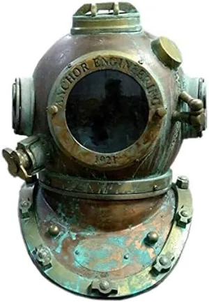 Vintage Rare Antique Diving Helmet Mark V Divers Diving Heavy Helmet deep Sea Divers Anchor Engineering Helmet Rustic Vintage Home Decor Gifts
