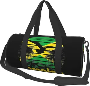 Vintage Retro Jamaica Flag Jamaican Round Travel Duffel Bag Large Capacity Gym Sports Bags for Hiking Vacation Trips