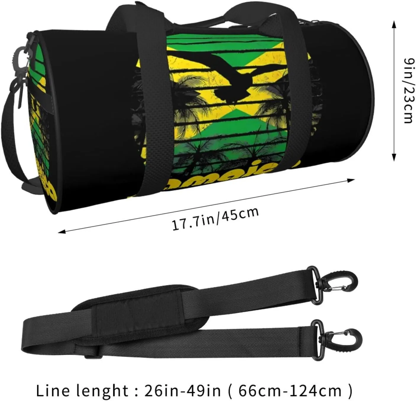 Vintage Retro Jamaica Flag Jamaican Round Travel Duffel Bag Large Capacity Gym Sports Bags for Hiking Vacation Trips