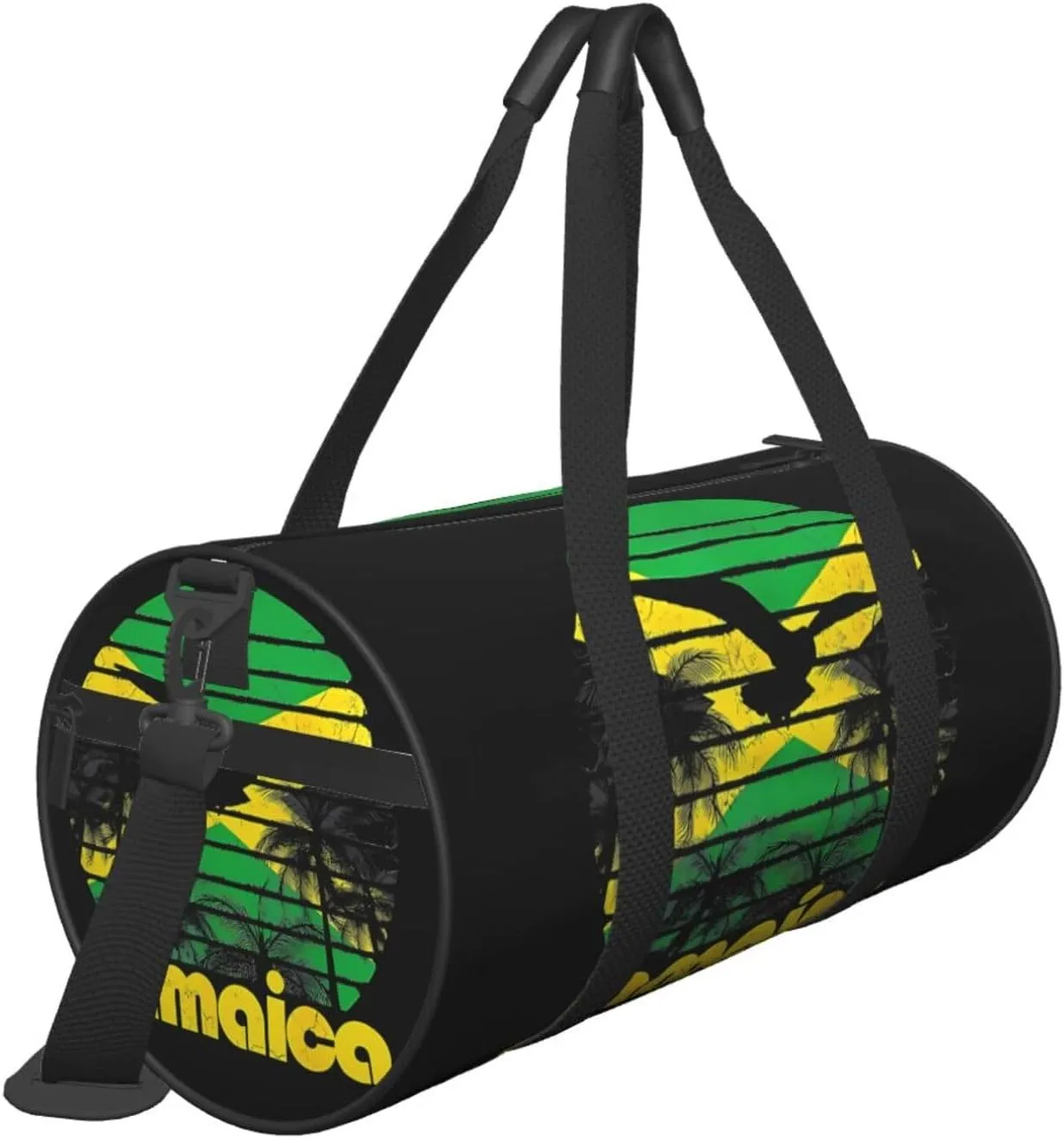 Vintage Retro Jamaica Flag Jamaican Round Travel Duffel Bag Large Capacity Gym Sports Bags for Hiking Vacation Trips