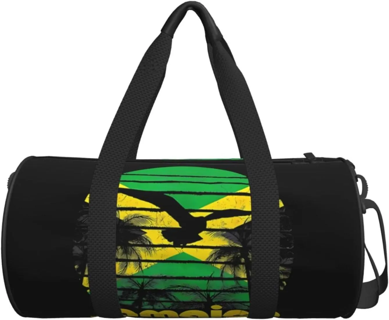 Vintage Retro Jamaica Flag Jamaican Round Travel Duffel Bag Large Capacity Gym Sports Bags for Hiking Vacation Trips