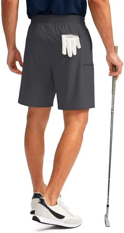 Viodia Men's 7" Golf Shorts with 5 Pockets Elastic Waist Dry Fit Stretch Shorts for Men Hiking Casual Athletic