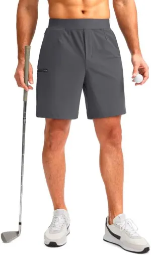 Viodia Men's 7" Golf Shorts with 5 Pockets Elastic Waist Dry Fit Stretch Shorts for Men Hiking Casual Athletic