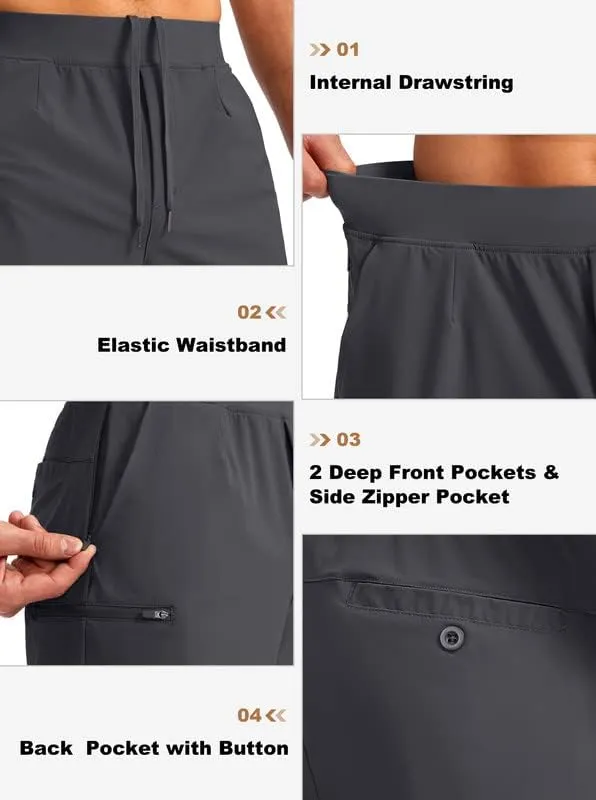Viodia Men's 7" Golf Shorts with 5 Pockets Elastic Waist Dry Fit Stretch Shorts for Men Hiking Casual Athletic