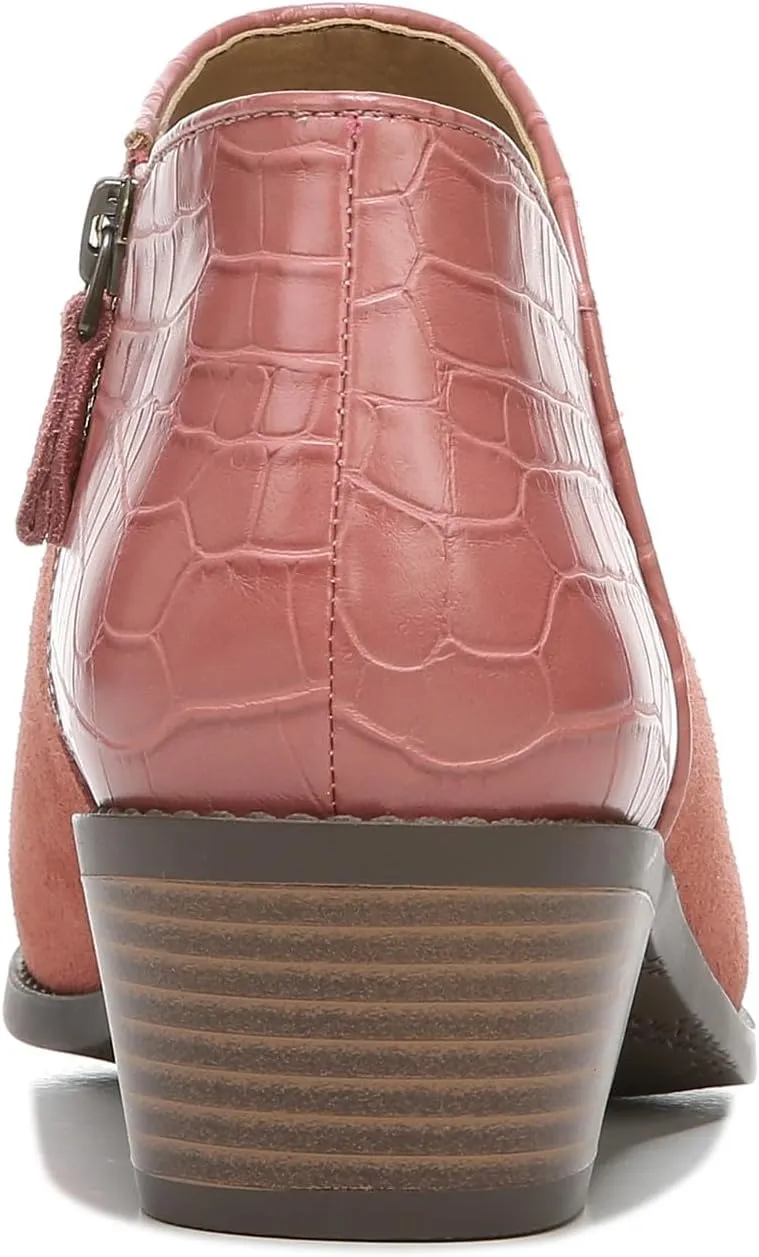 Vionic Marissa Short Bootie, Black Suede Crocodile Print, 5, Medium