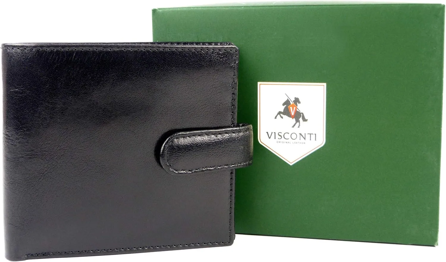 Visconti Men's Premium Compact Leather Wallet By In Or Brown Coin Section