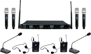 VocoPro 8-User Digital PLL Combo Wireless Mic System with Handheld, Headset, and Podium Mics