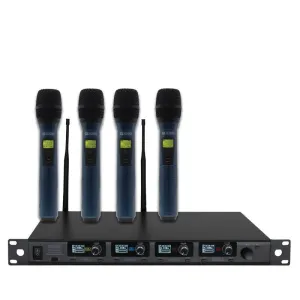 W-Audio DQM 800H Quad Handheld UHF Radio Microphone System (823Mhz-865Mhz)