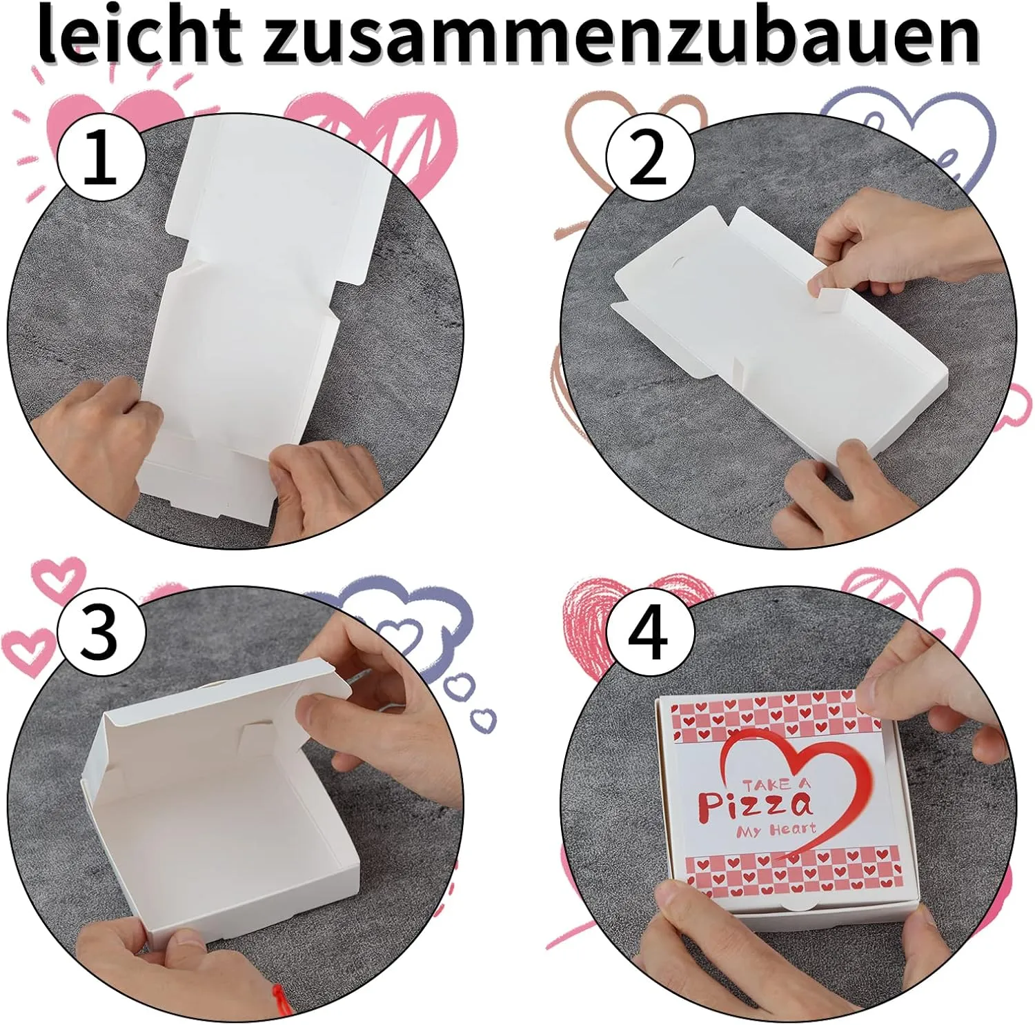WANGDEFA 50 Pcs Mini Pizza Boxes 3.5 x 3.5 Square Cardboard Mini Pizza Box for Celebrations Party Favors Christmas Birthdays Valentines Day Weddings
