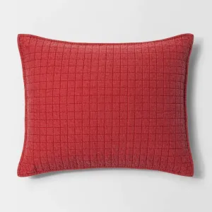 Washed Linen Blend Sham, King, Red