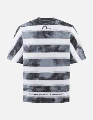 Washed Tie-Dye Stripe Loose Fit T-shirt