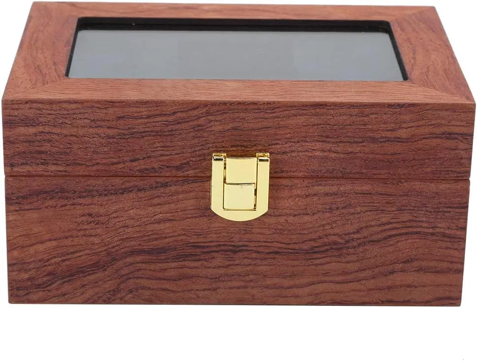 Watch Box, Wooden 3 Grid Watch Display Box, Transparent Window Antislip Watch Storage Box, For Store Display, Home Decoration