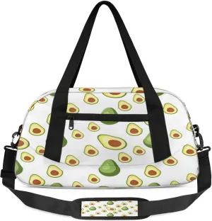 Watercolor Avocado Pattern Kids Duffel Bag Lightweight Waterproof Sports Gym Bag with Front Zipper Pocket Foldable Weekender Overnight Bag for School Practice Gymnastic Ballet