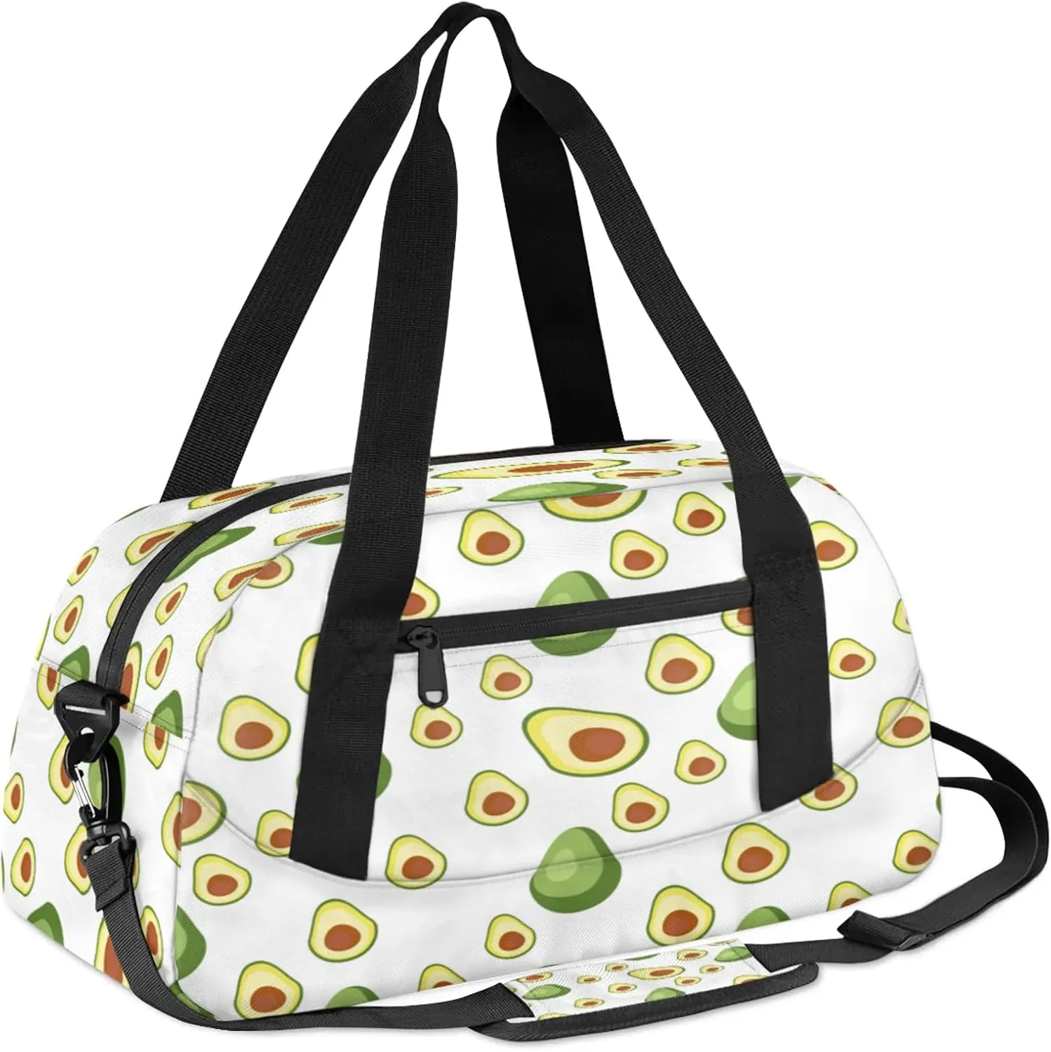 Watercolor Avocado Pattern Kids Duffel Bag Lightweight Waterproof Sports Gym Bag with Front Zipper Pocket Foldable Weekender Overnight Bag for School Practice Gymnastic Ballet