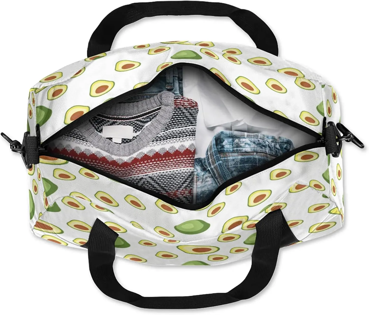 Watercolor Avocado Pattern Kids Duffel Bag Lightweight Waterproof Sports Gym Bag with Front Zipper Pocket Foldable Weekender Overnight Bag for School Practice Gymnastic Ballet