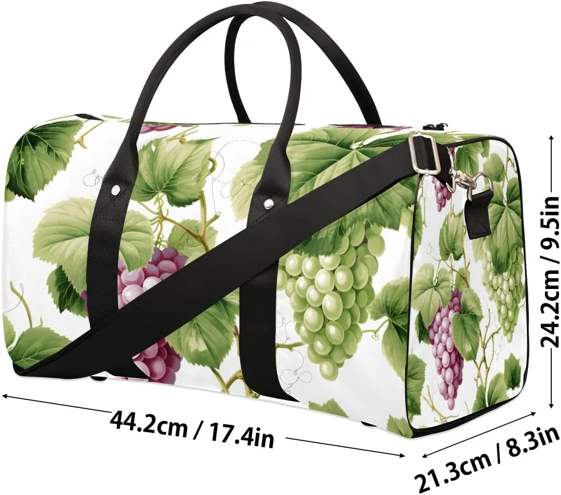 Watercolor Grapes Travel Duffel Bag for Women Men Waterproof Foldable Overnight Weekender Bag Large Capacity Sports Gym Bag