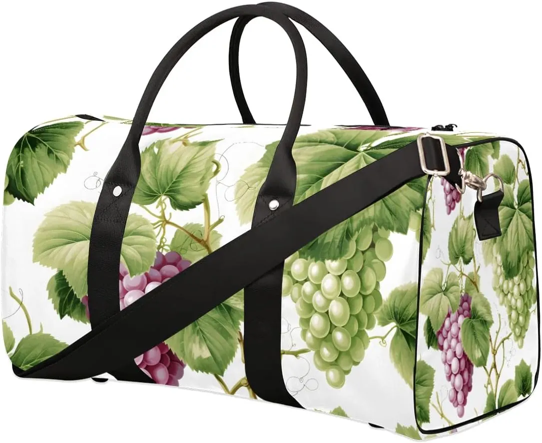 Watercolor Grapes Travel Duffel Bag for Women Men Waterproof Foldable Overnight Weekender Bag Large Capacity Sports Gym Bag