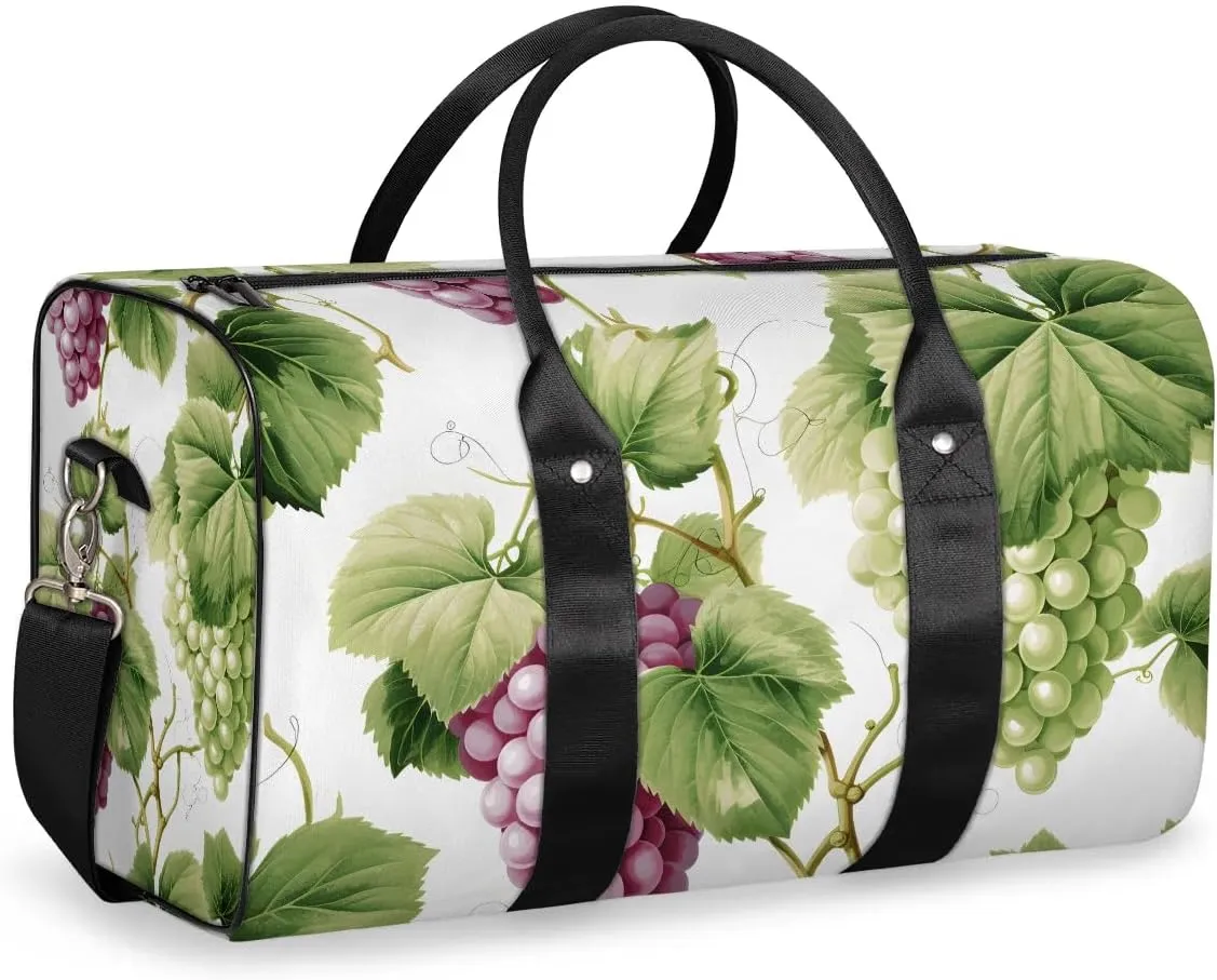 Watercolor Grapes Travel Duffel Bag for Women Men Waterproof Foldable Overnight Weekender Bag Large Capacity Sports Gym Bag